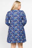 Let It Snow Blue/Purple/White Snowflake Printed Dress With Pockets