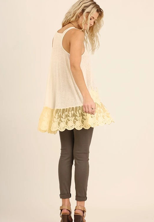 Sleeveless Racerback Floral Lace Tunic