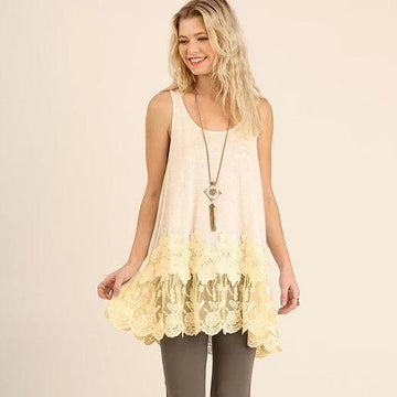 Sleeveless Racerback Floral Lace Tunic