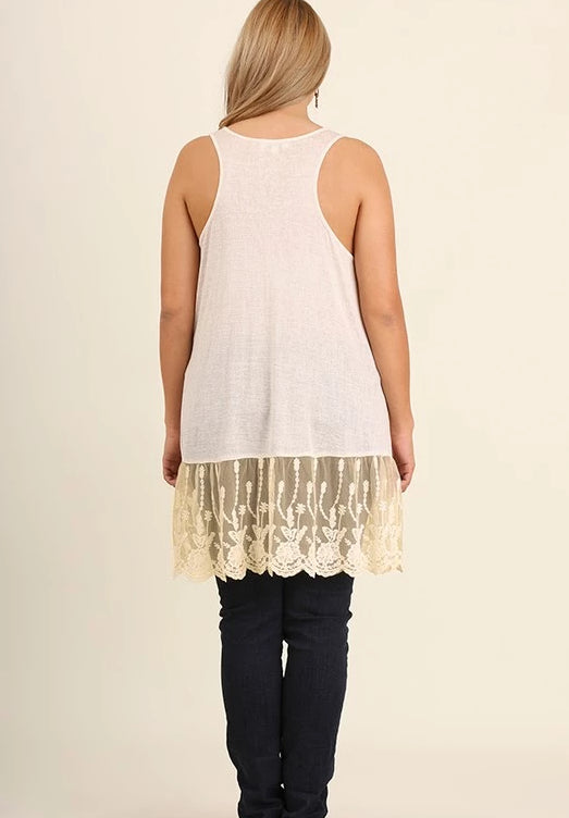 Sleeveless Racerback Floral Lace Tunic