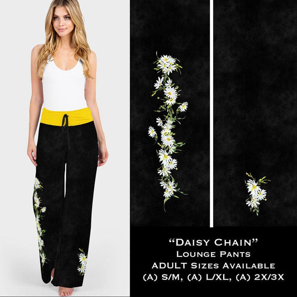 Daisy Chain Print Black Loungers w/ Pockets