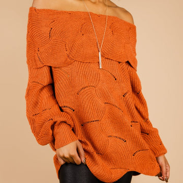 Fold Over Neckline Sweater