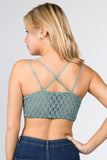 Women's Crochet Sexy Lace Bralette with Removable Pads and Cross Back Adjustable Strap Wirefree