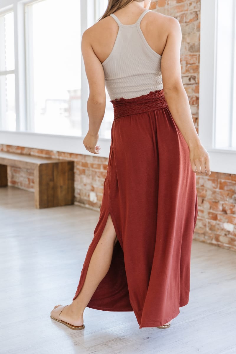 Side Slit Maxi Skirt with Pockets