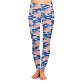 USA Flag Blue Camo Print Soft Leggings
