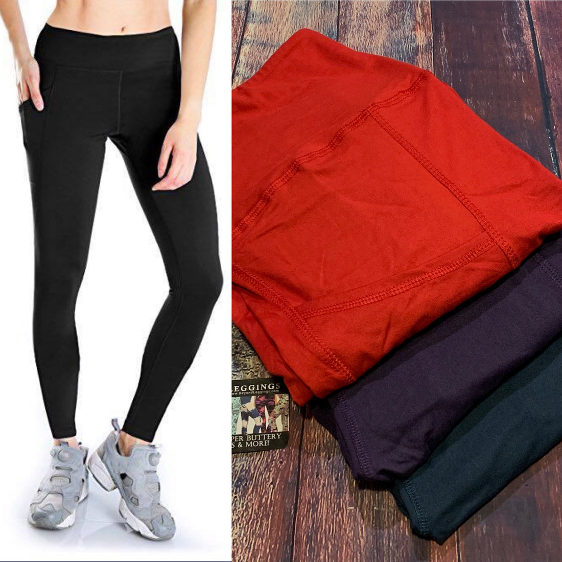 Solid Color Leggings With Side Pockets