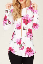 Pink Floral White Hooded Shirt