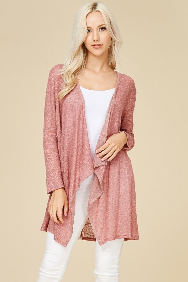 Waterfall Longline Cardigan With Lace Back Detail