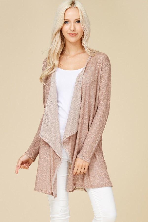 Waterfall Longline Cardigan With Lace Back Detail