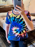 Bright Spiral Tie Dye Hi-Lo Hem Top