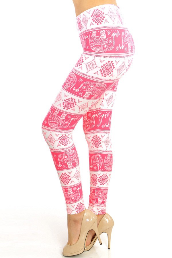 Pink Elephant Print Soft Leggings