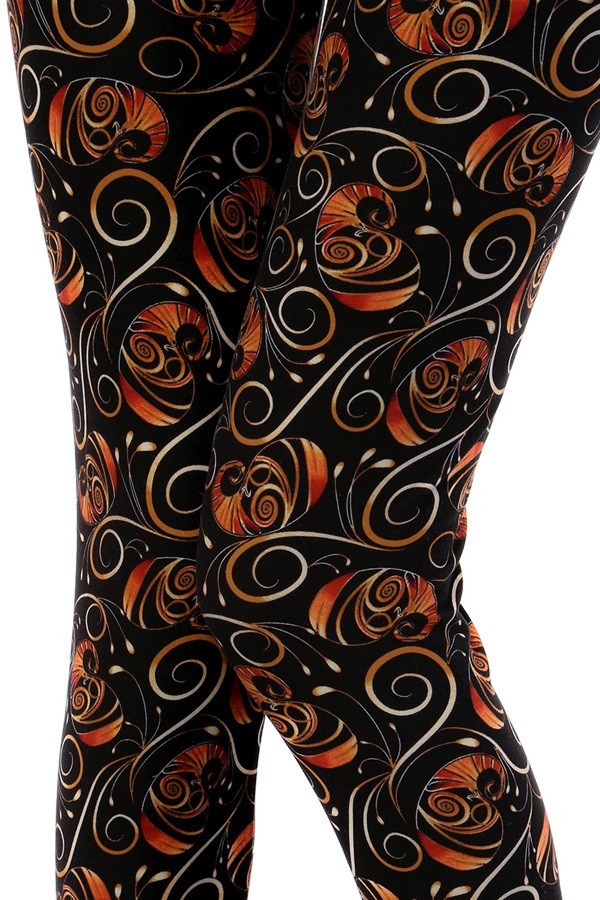 Golden Swirl Print Leggings