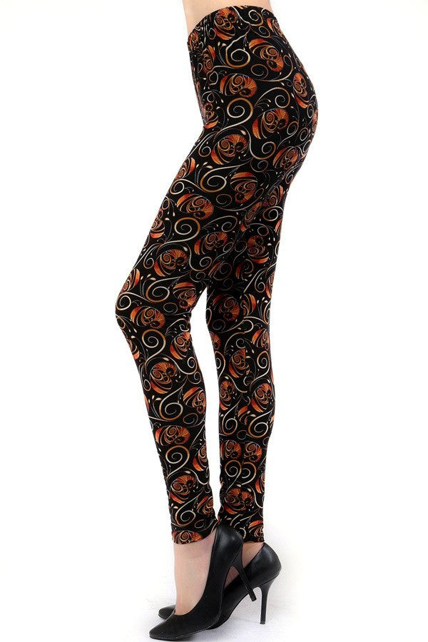 Golden Swirl Print Leggings