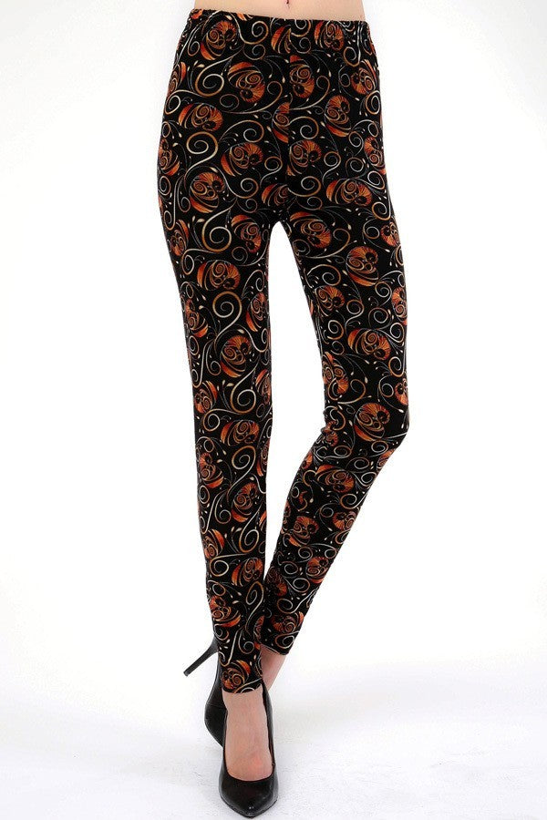 Golden Swirl Print Leggings
