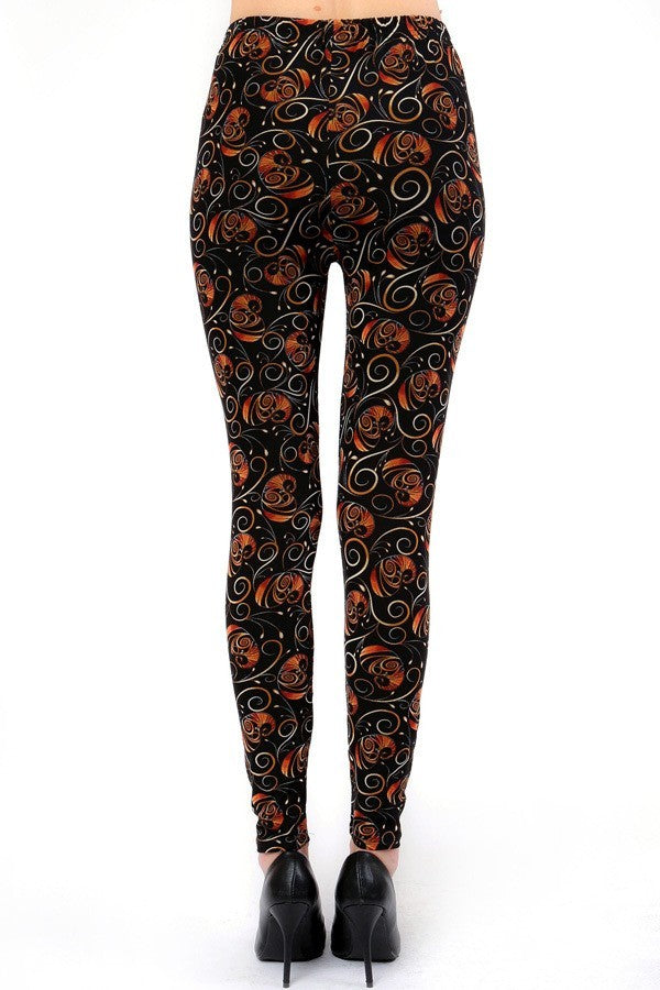 Golden Swirl Print Leggings