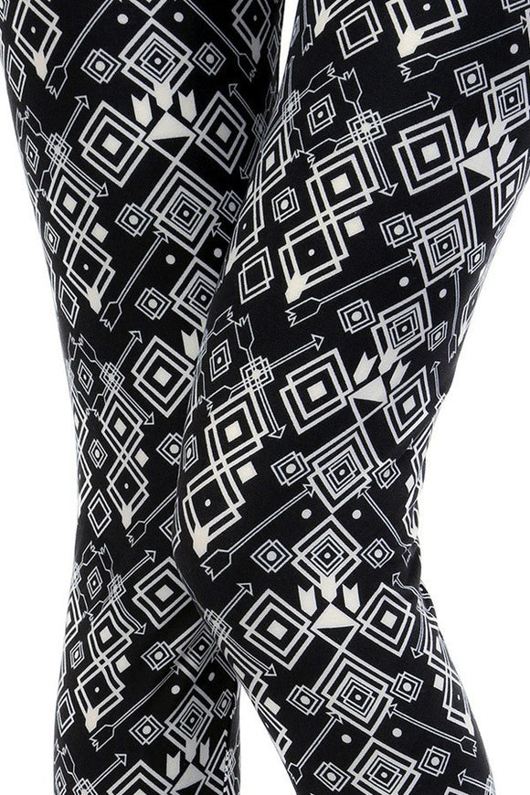 Arrow Square Geometric Pattern Print Leggings