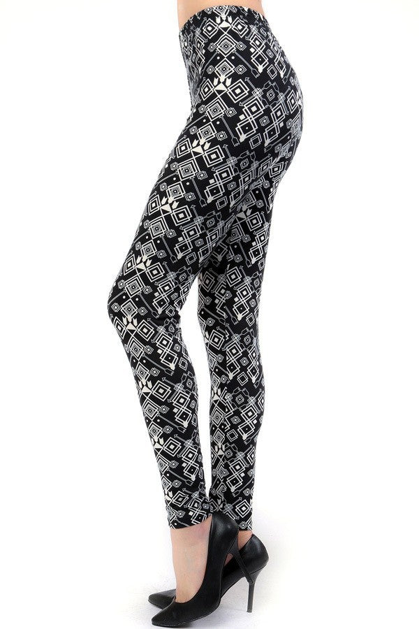 Arrow Square Geometric Pattern Print Leggings
