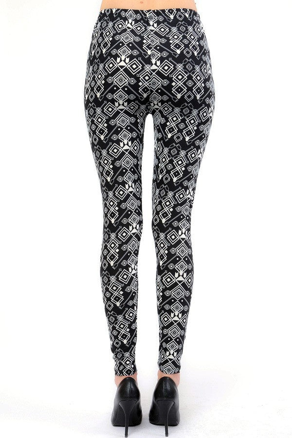 Arrow Square Geometric Pattern Print Leggings