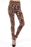Earth Tone stained glass  Floral Print Soft Leggings