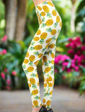 Cream Pineapple Print Soft Leggings