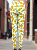 Cream Pineapple Print Soft Leggings