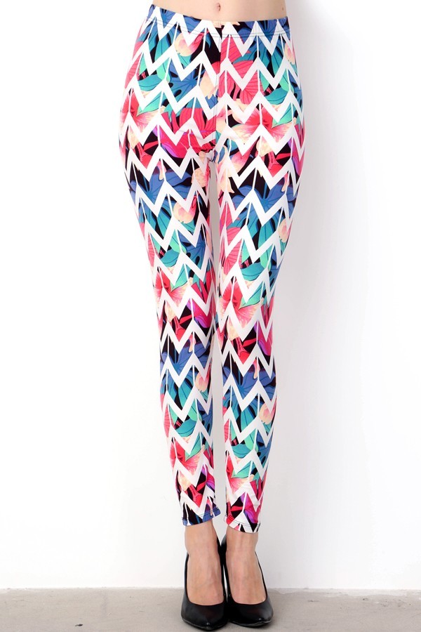 Tropical Chevron Print Leggings