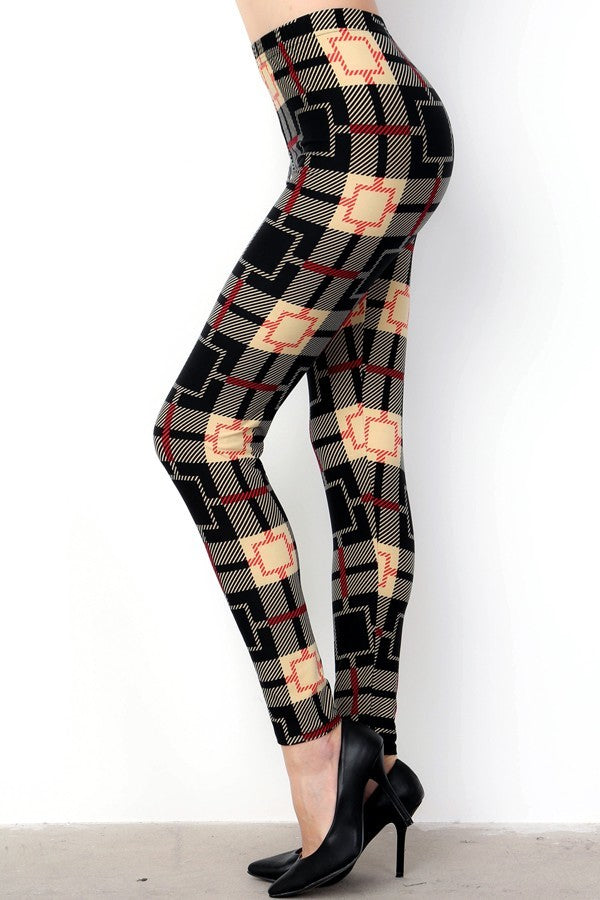 Formal Plaid Print Soft Leggings