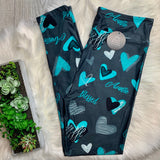 Teal Blessed Auntie Heart Leggings – Soft and Comforting High-Waisted