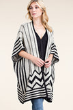 Black & White Knitted Zig-Zag Blanket Cardigan
