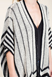 Black & White Knitted Zig-Zag Blanket Cardigan
