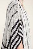 Black & White Knitted Zig-Zag Blanket Cardigan