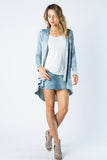 Vocal Women's Light Blue Tie Dye Crystal-Studded Cardigan - Versatile Open Front Design for Casual and Special Occasions