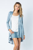 Vocal Women's Light Blue Tie Dye Crystal-Studded Cardigan - Versatile Open Front Design for Casual and Special Occasions