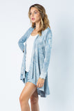 Vocal Women's Light Blue Tie Dye Crystal-Studded Cardigan - Versatile Open Front Design for Casual and Special Occasions