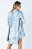 Vocal Women's Light Blue Tie Dye Crystal-Studded Cardigan - Versatile Open Front Design for Casual and Special Occasions