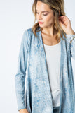 Vocal Women's Light Blue Tie Dye Crystal-Studded Cardigan - Versatile Open Front Design for Casual and Special Occasions