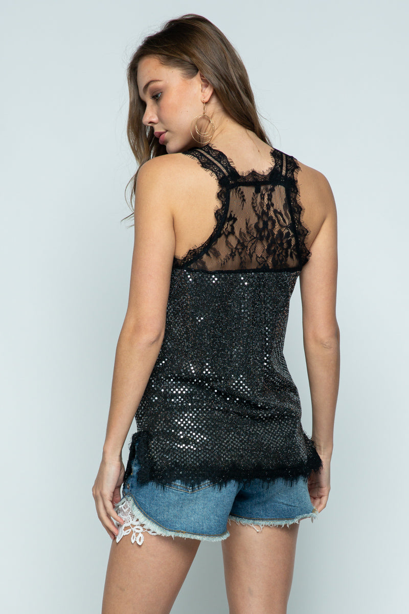 Sparkling Lace Detail Top