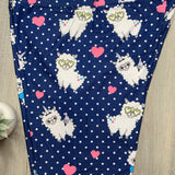 Llamas in Glasses Polka Dot Print Blue Leggings