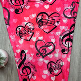Pink Music Heart Notes Soft Leggings