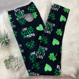 Blessed Mama Green Plaid Black Leggings: Not Lucky, Just Blessed