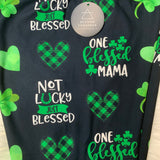 Blessed Mama Green Plaid Black Leggings: Not Lucky, Just Blessed