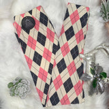 Pink Gray & Cream Argyle Print Soft Leggings