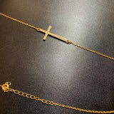 Cubic Zirconia Gold Vermeil Cross Necklace