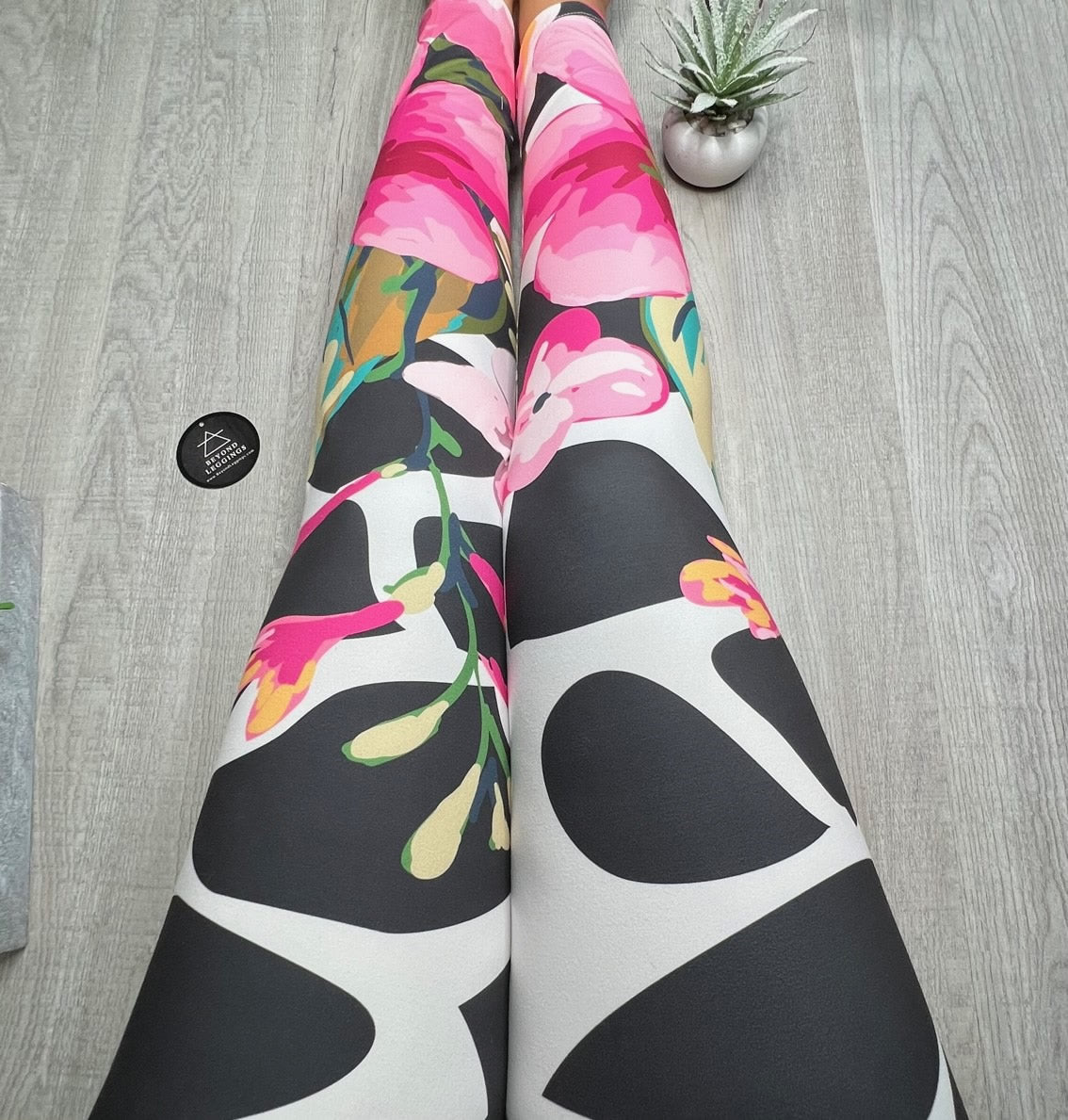 Floral Abstract Spotted Print Soft Leggings