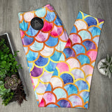 Watercolor Mermaid Scale Soft Leggings with Pocket in Waist Band