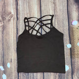 Color Seamless Strappy Caged Stretch Cami Top