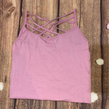 Color Seamless Strappy Caged Stretch Cami Top