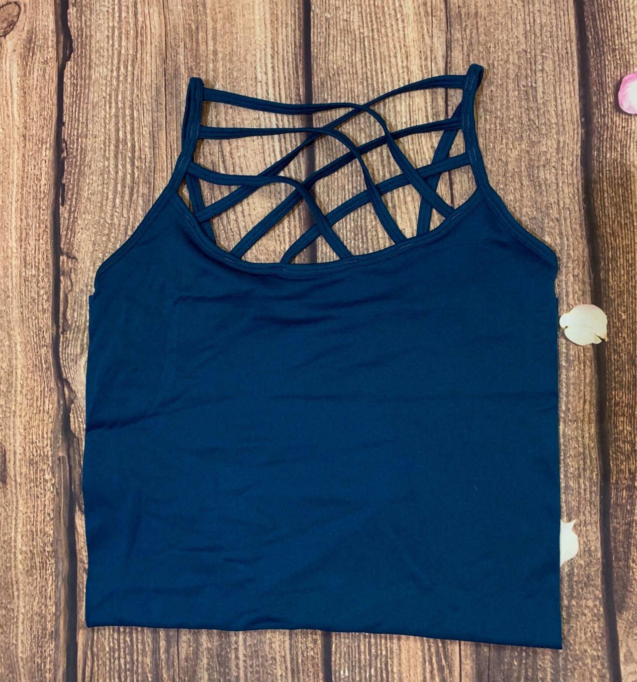 Color Seamless Strappy Caged Stretch Cami Top