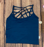 Color Seamless Strappy Caged Stretch Cami Top