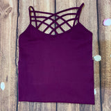 Color Seamless Strappy Caged Stretch Cami Top